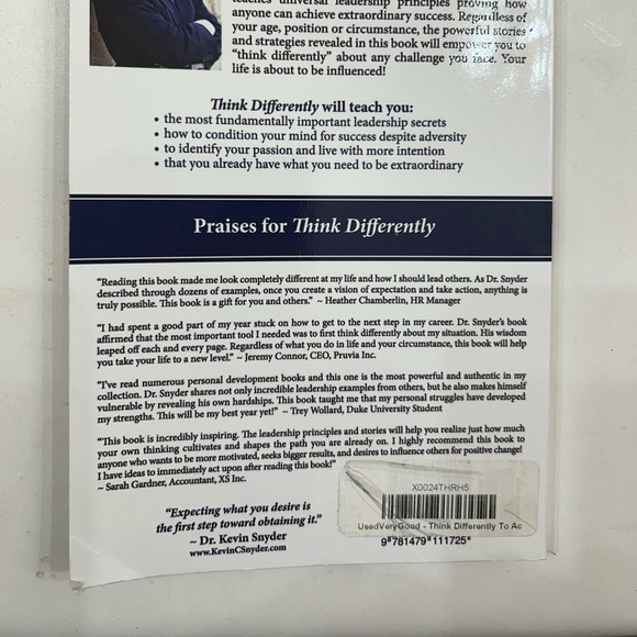 Think Differently Paperback Book By Kevin Snyder SIGNED. - Picture 5 of 5